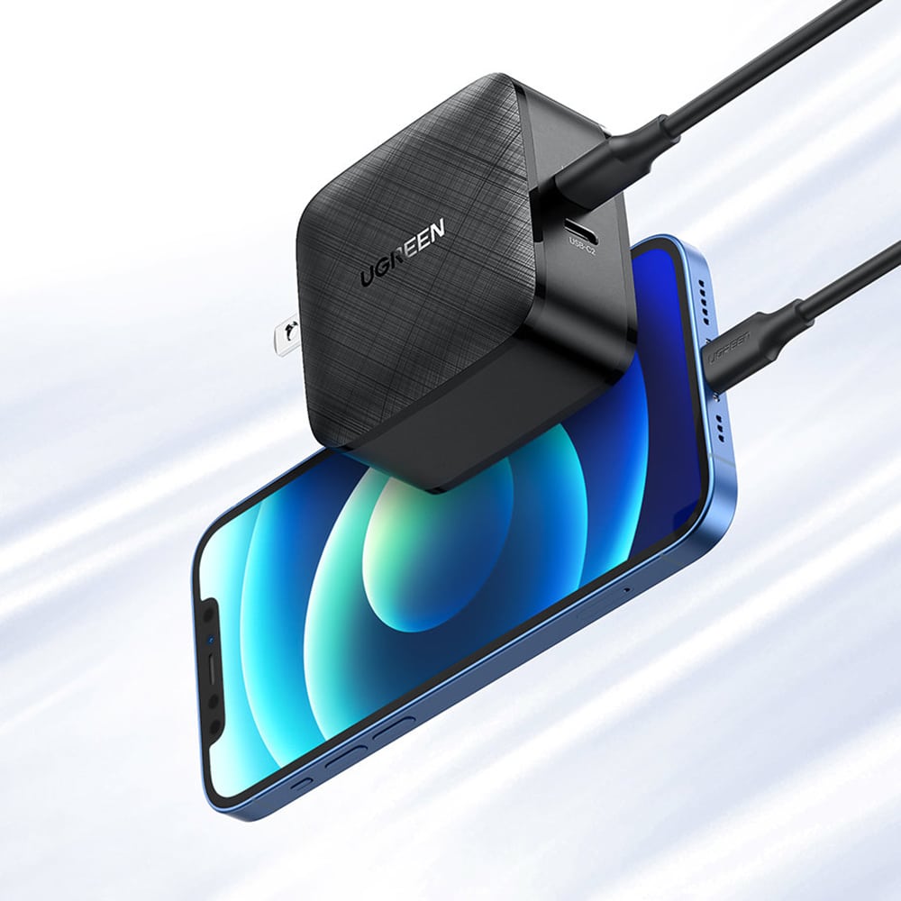 Ugreen - Nástěnná nabíječka (70867) - 2x USB-C, PD, GaN 66W, 3.3A - černá