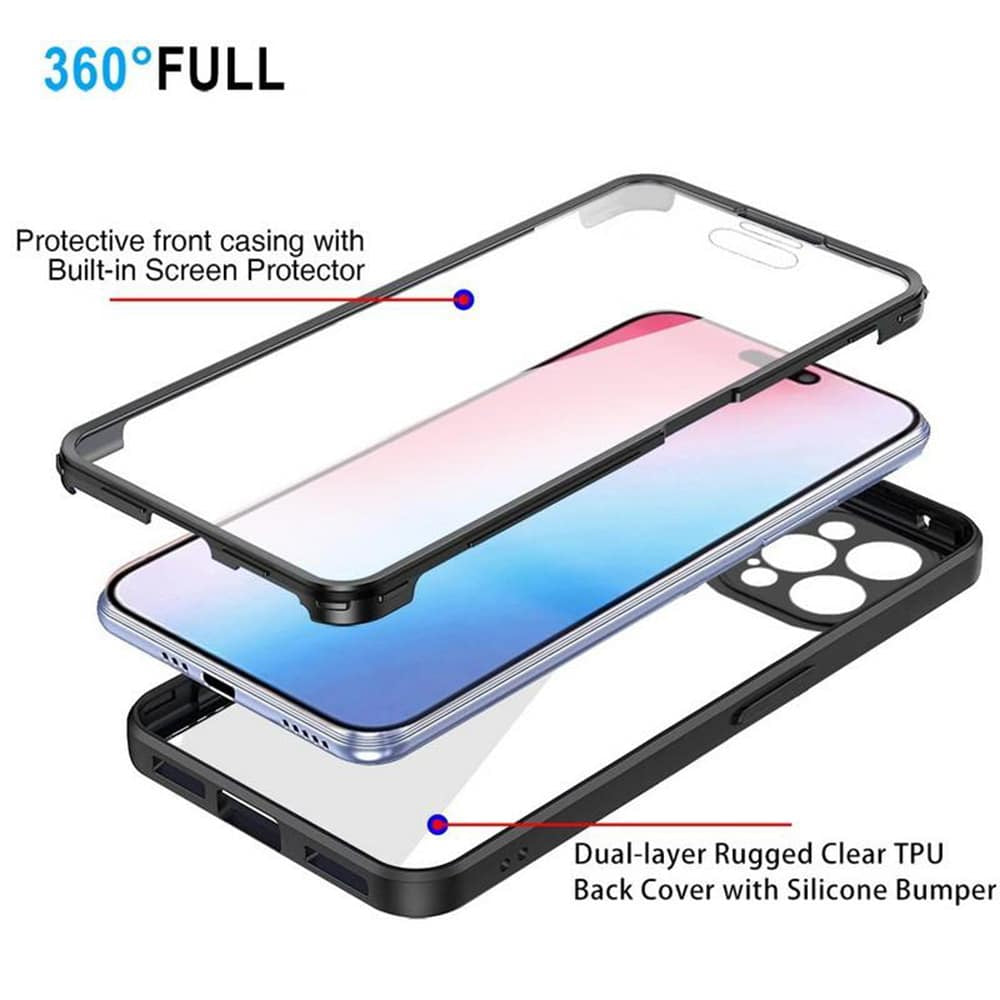 Techsuit – ColorVerse 360 Series oboustranný ochranný kryt pro iPhone 14 Pro – černý