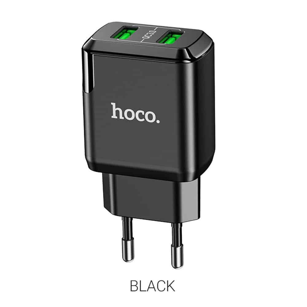 Hoco – Nástěnná nabíječka Charmer (N6) – 2xUSB-A, Q.C 3.0, 18W, 3.0A – černá