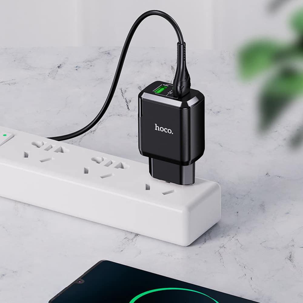 Hoco – Nástěnná nabíječka Charmer (N6) – 2xUSB-A, Q.C 3.0, 18W, 3.0A – černá