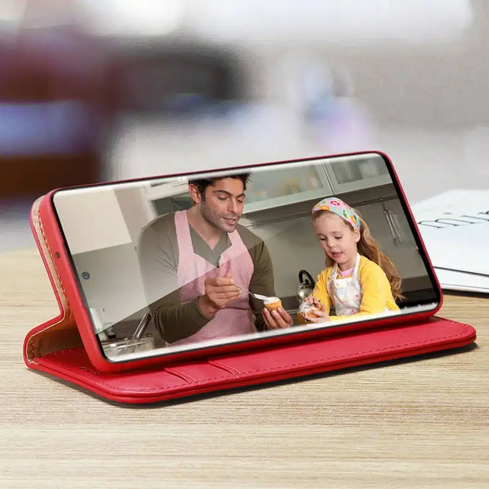 DUX DUCIS Hivo - kožené pouzdro peněženka pro Samsung Galaxy S23 červené