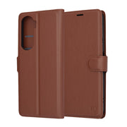 Techsuit – Leather Folio preklopna wallet maska za Honor 90 Lite – smeđa