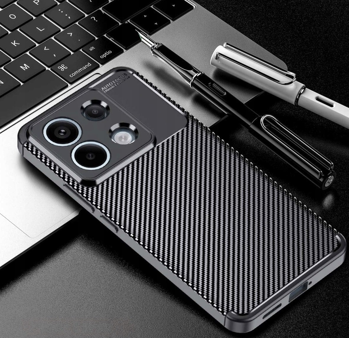 Techsuit – CarbonFiber pouzdro pro Xiaomi Redmi Note 13 Pro 5G / Poco X6 – černé