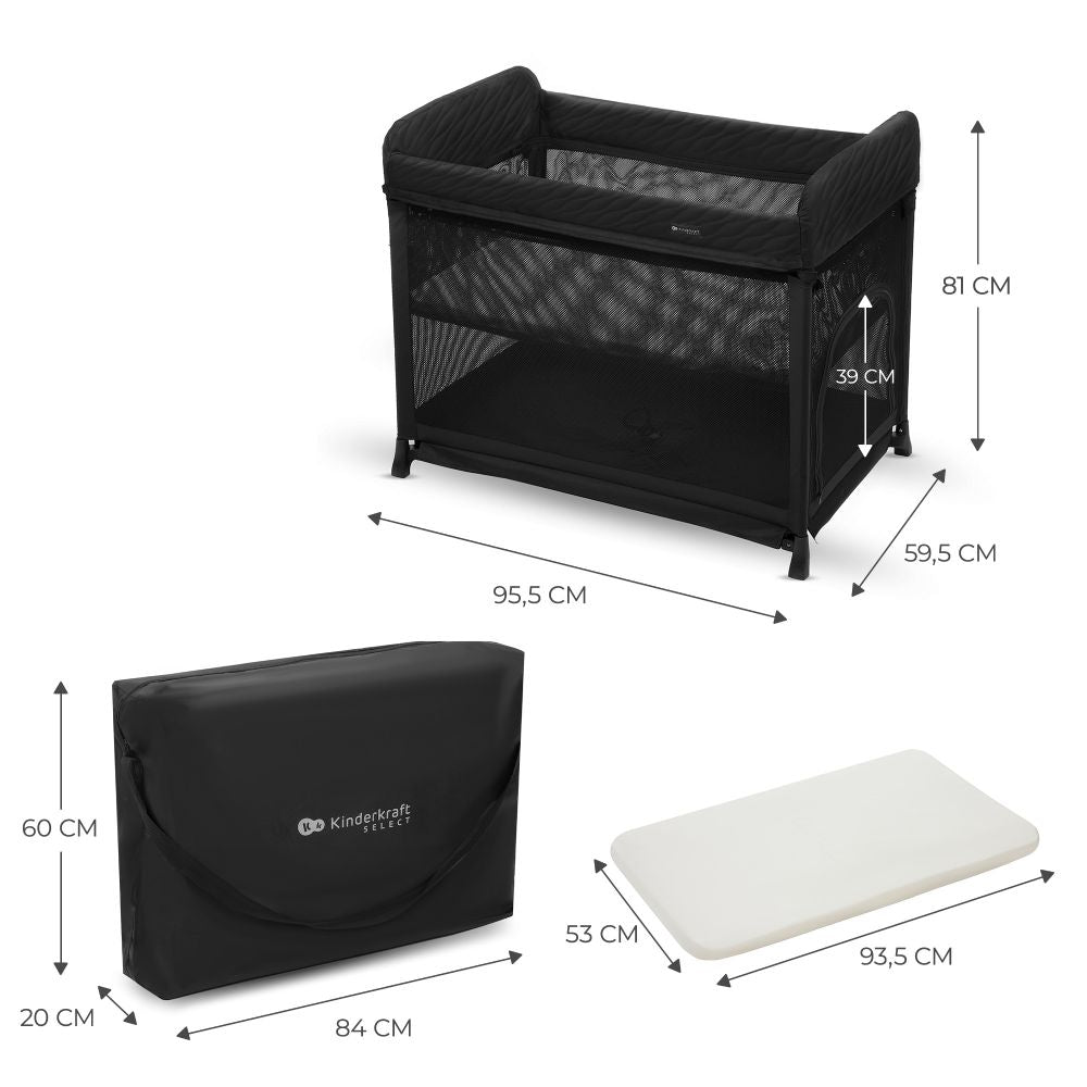 Kinderkraft Putni krevetić Moon Dream, Black