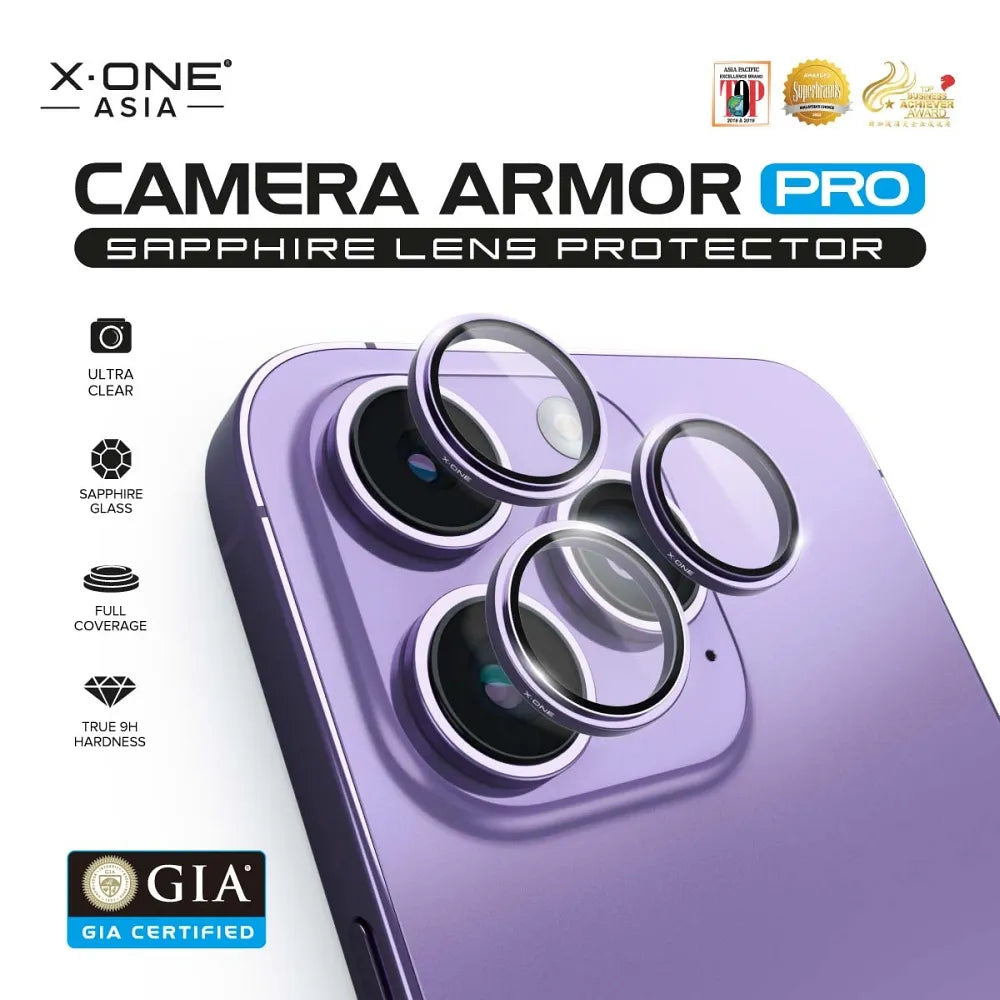 Safírové sklíčko objektivu X-ONE Camera Armor Pro – pro iPhone 15 / 15 Plus stříbrné