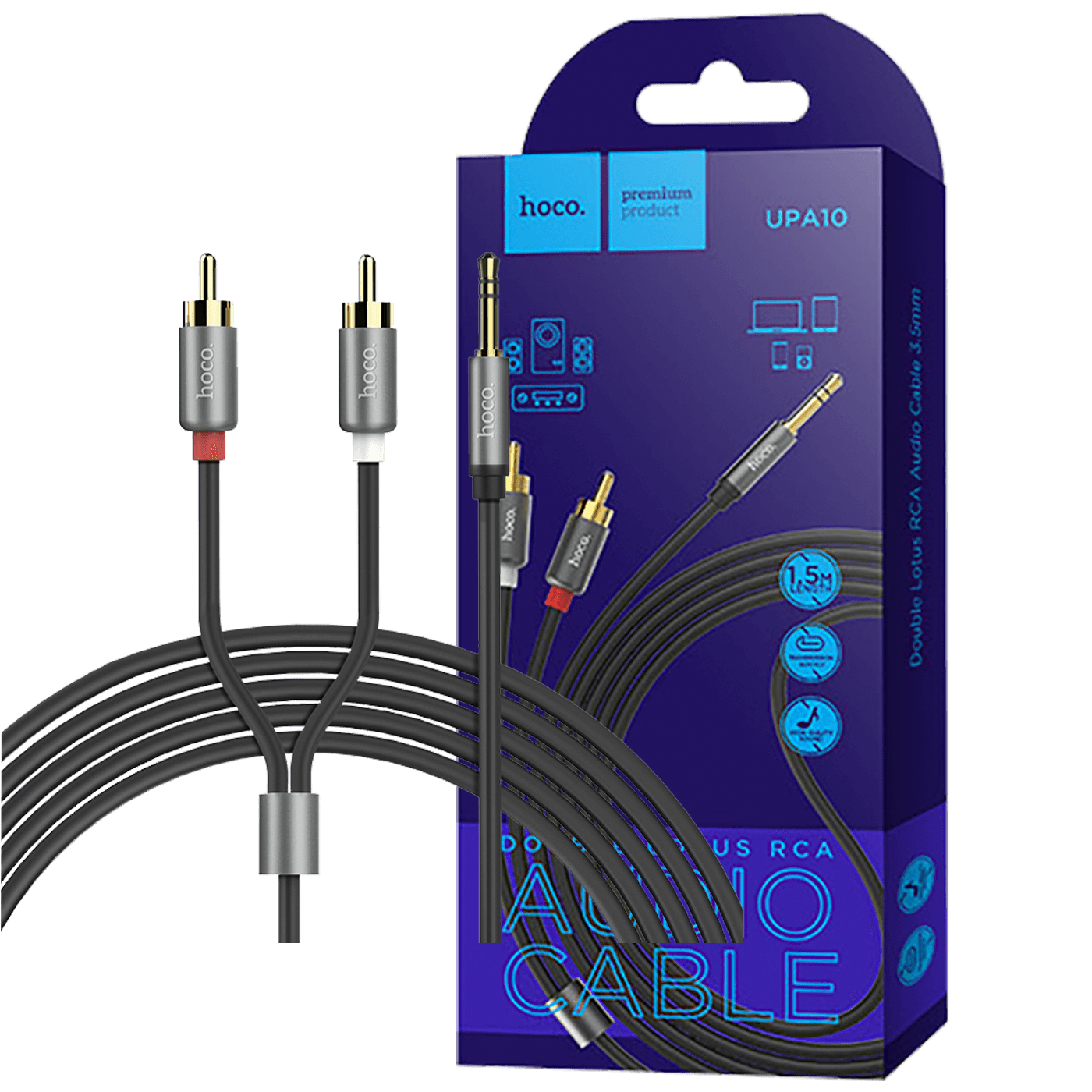 hoco. Audio kabel RCA na 3.5 mm, dužina 1.5 metar - UPA 10 RCA to 3.5mm