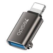 Yesido - OTG adapter (GS14) - USB 2.0 na Lightning- Plug & Play- 480 Mbps - crni