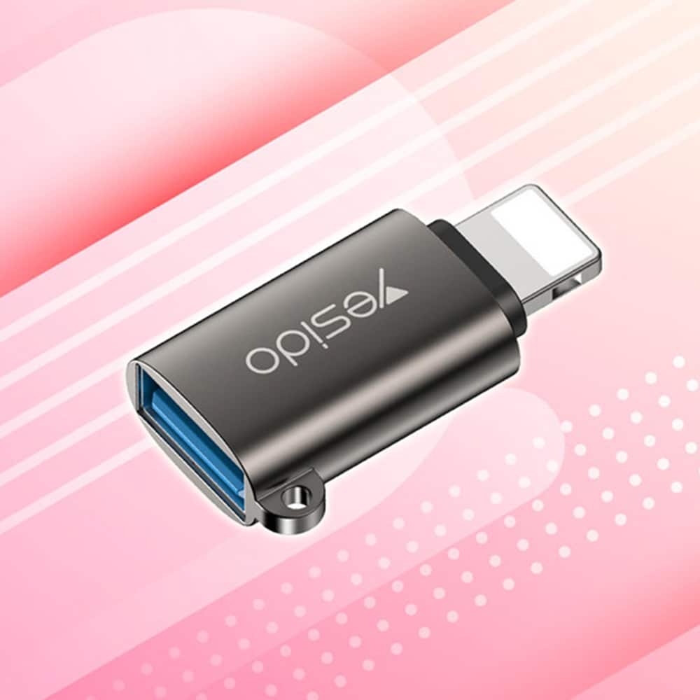 Yesido - OTG adaptér (GS14) - USB 2.0 na Lightning- Plug & Play- 480 Mbps - černý