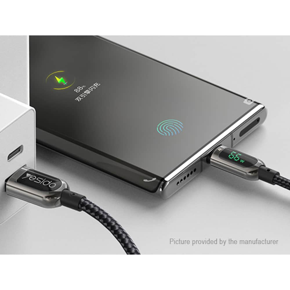 Yesido – datový kabel (CA85) – USB na Type-C 66W 5A digitální displej – 120 cm – černý