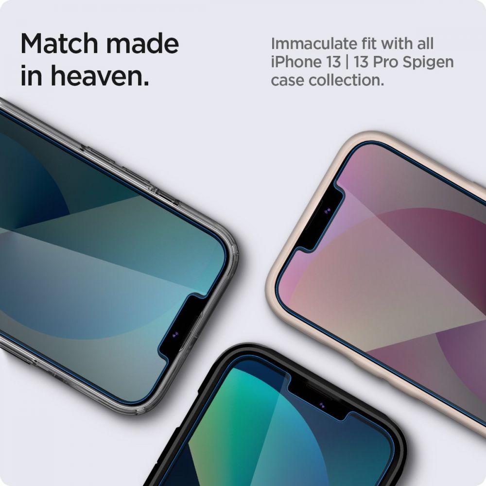 Spigen - Glas.TR EZ-FIT (2 kom) za iPhone 13 / 13 Pro / 14 / 16e - Privacy