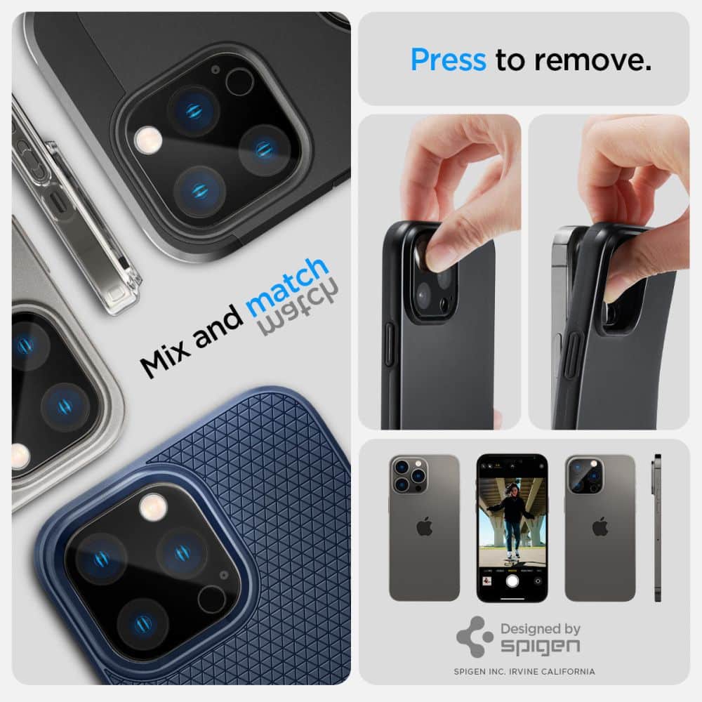 SPIGEN OPTIK.TR OCHRANA FOTOAPARÁTU 2-PACK IPHONE 14 PRO / 14 PRO MAX / 15 PRO / 15 PRO MAX ČERNÁ MASKA