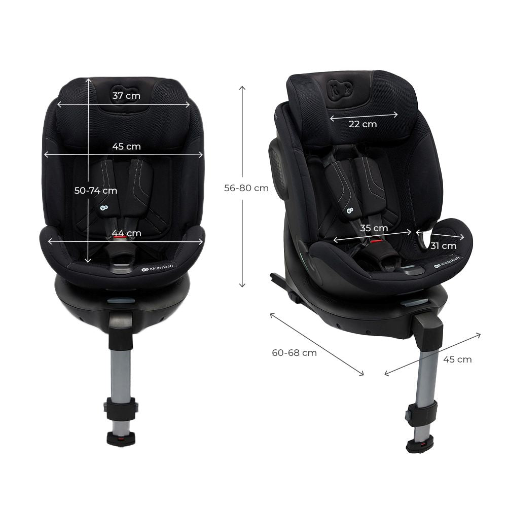 Kinderkraft autosjedalica XRIDER 2 i-Size 0-36 kg (40-150 cm) 360, crna