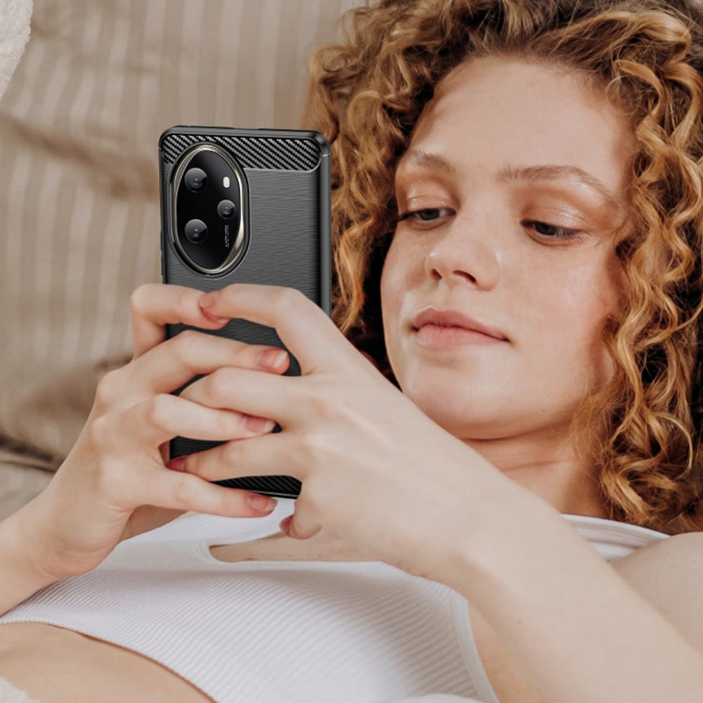 Techsuit Carbon Silicone maska za Honor 200 – crna