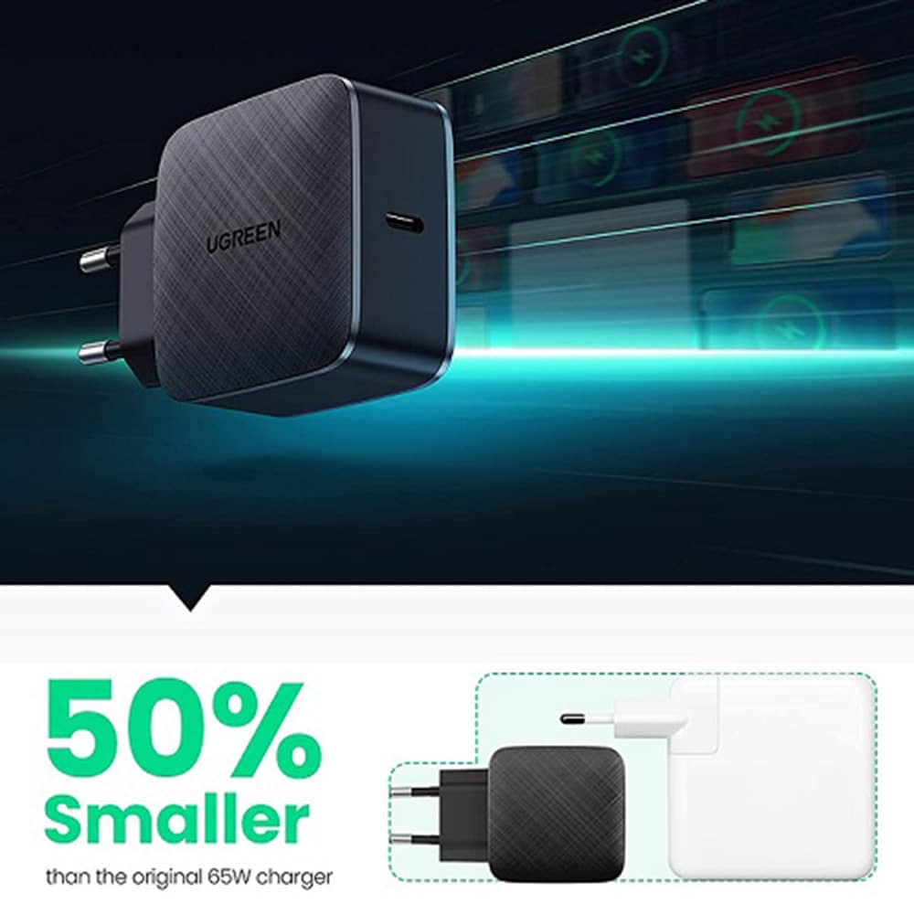 Ugreen – nástěnná nabíječka (70817) – Type-C – PD GaN 3.0 – 65W 4A – černá