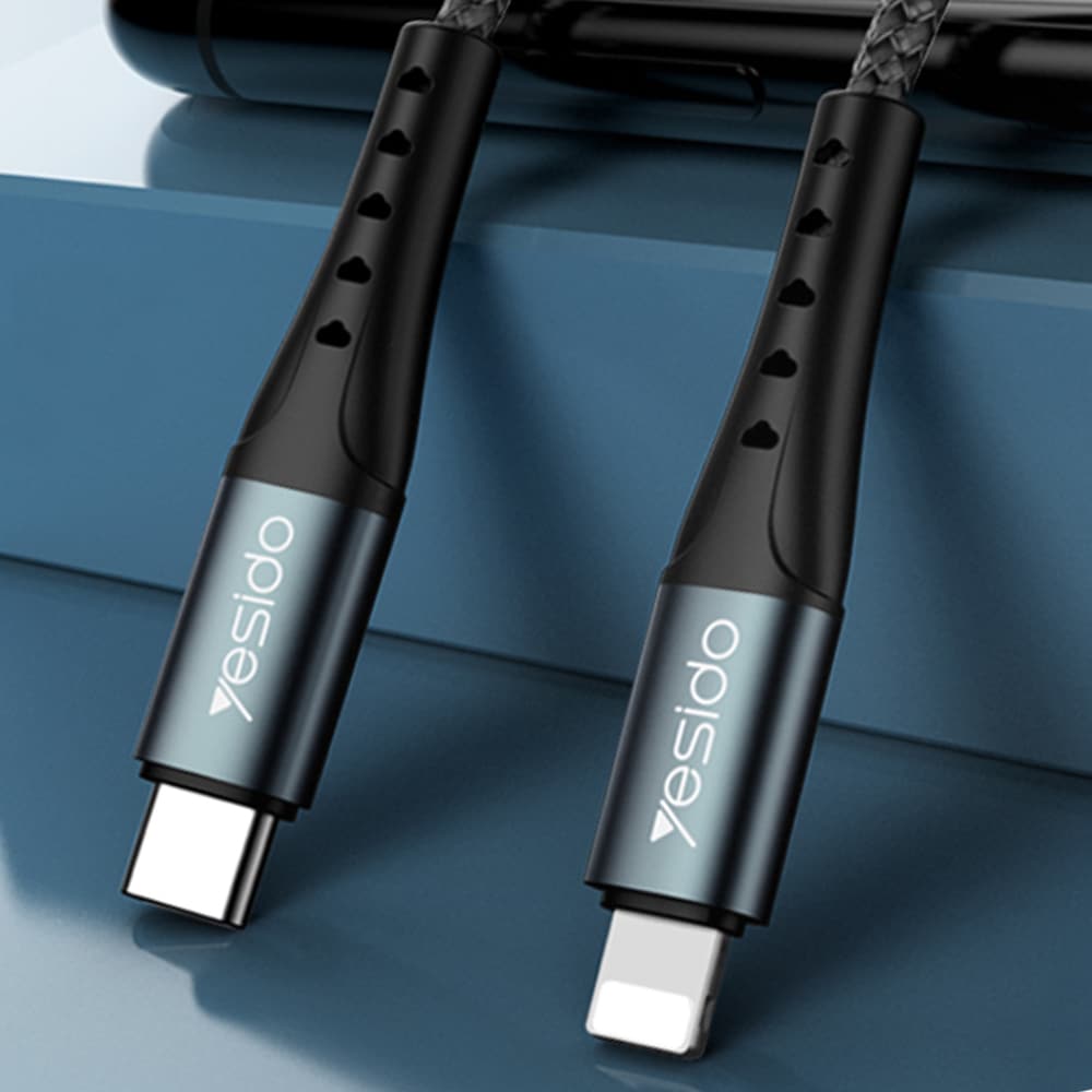 Yesido - datový kabel (CA-64) - Type-C na Lightning, 18W, PD, 1,2 m - černý