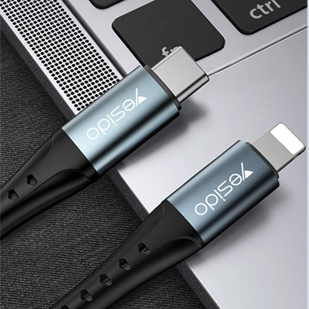 Yesido - datový kabel (CA-64) - Type-C na Lightning, 18W, PD, 1,2 m - černý