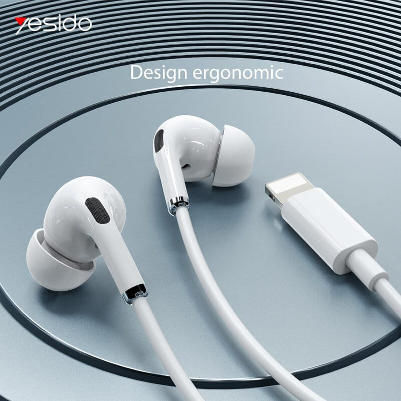 Yesido – Stereo sluchátka (YH-36) – Do uší, Lightning, 1,2 m – Bílá