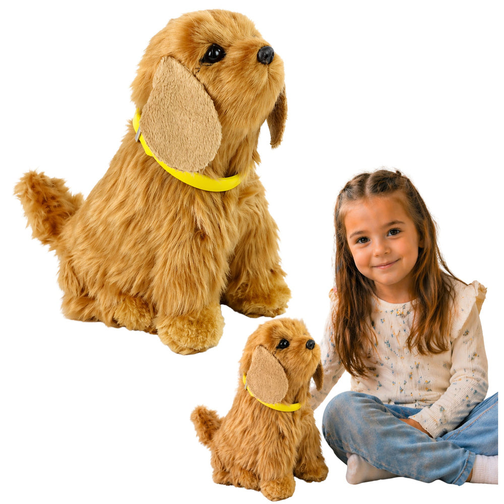 Interactive Plush Dog Soft fur Cocker Spaniel breed  Stroke its head and learn its functions