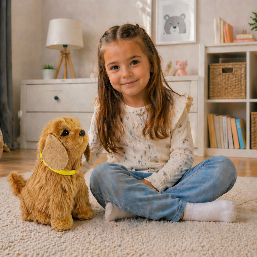 Interactive Plush Dog Soft fur Cocker Spaniel breed  Stroke its head and learn its functions