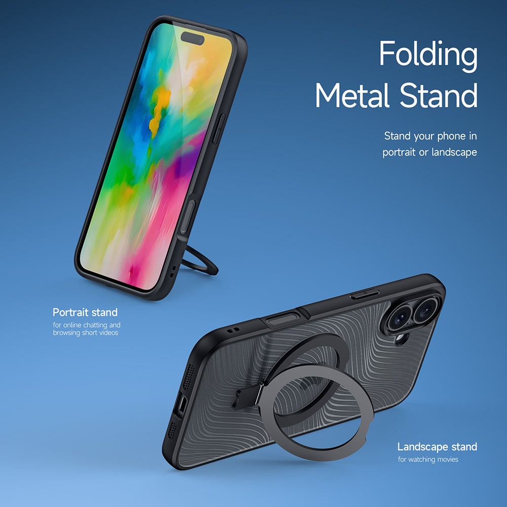 Dux Ducis Aimo Mag kryt s MagSafe a stojánkem pro iPhone 16 Plus - černý