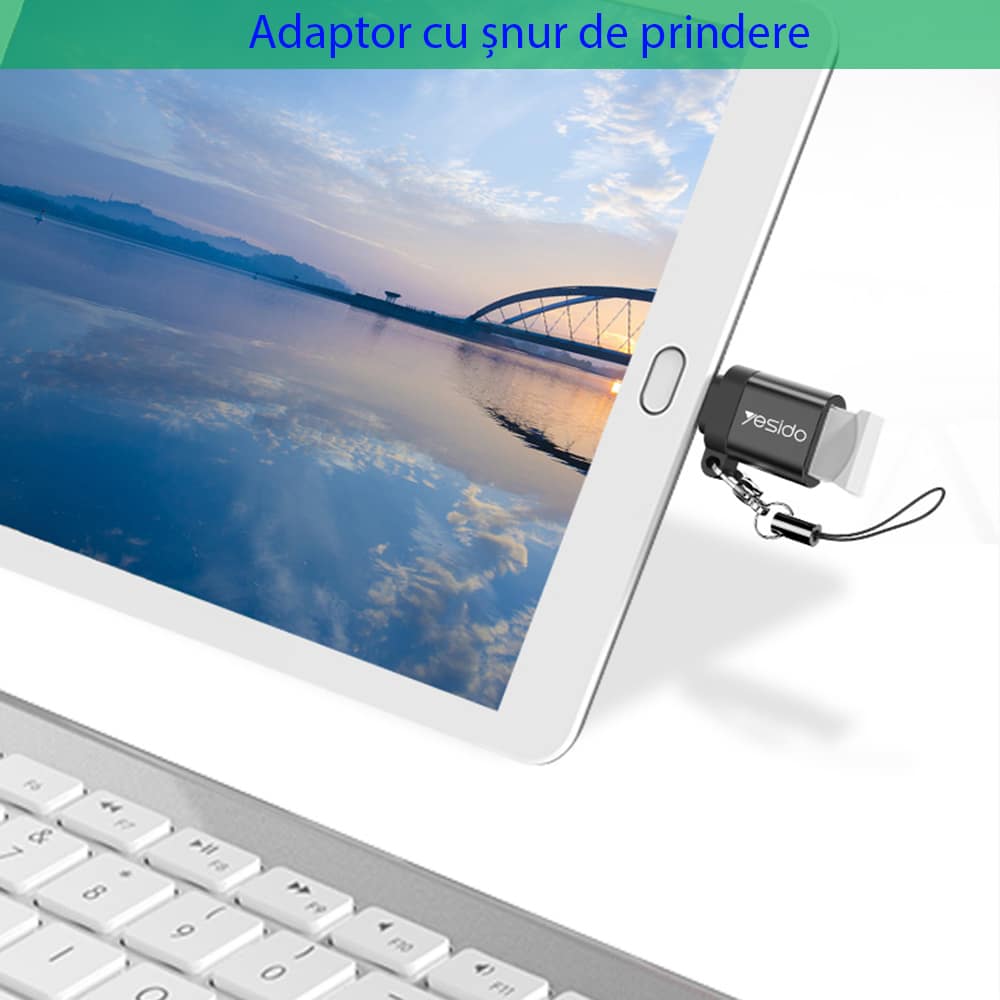 Yesido - OTG adaptér (GS06) - Type-C na USB 3.0 Plug & Play 5Gbps - černý