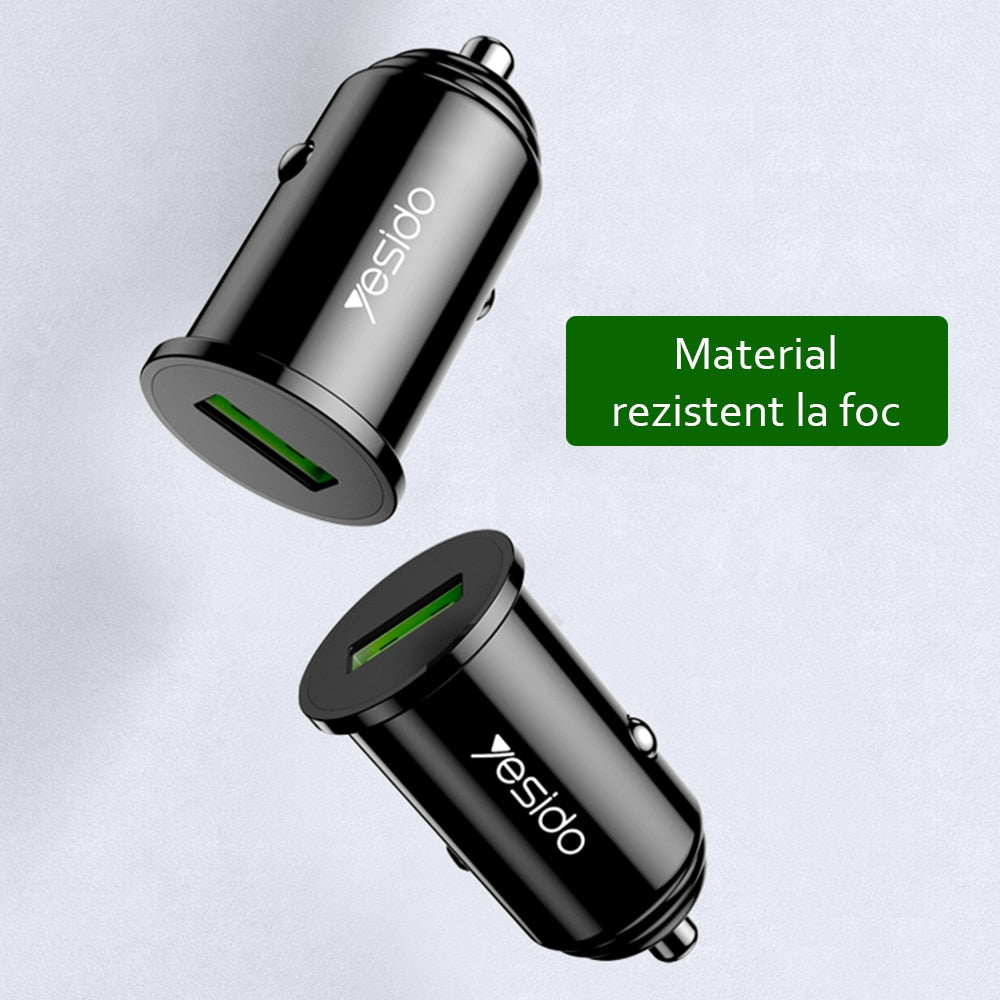 Yesido - autonabíječka (Y38) - USB, QC3.0, FCP, AFC, 20W, 4A - černá