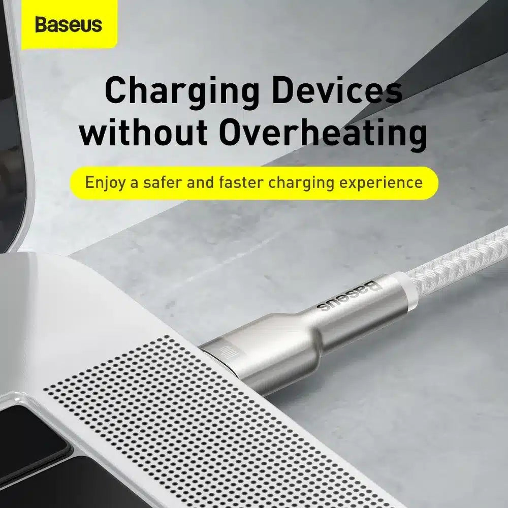 Kabel BASEUS Type-C na Type-C PD100W, kovový kabel CATJK-D02, 2m bílý