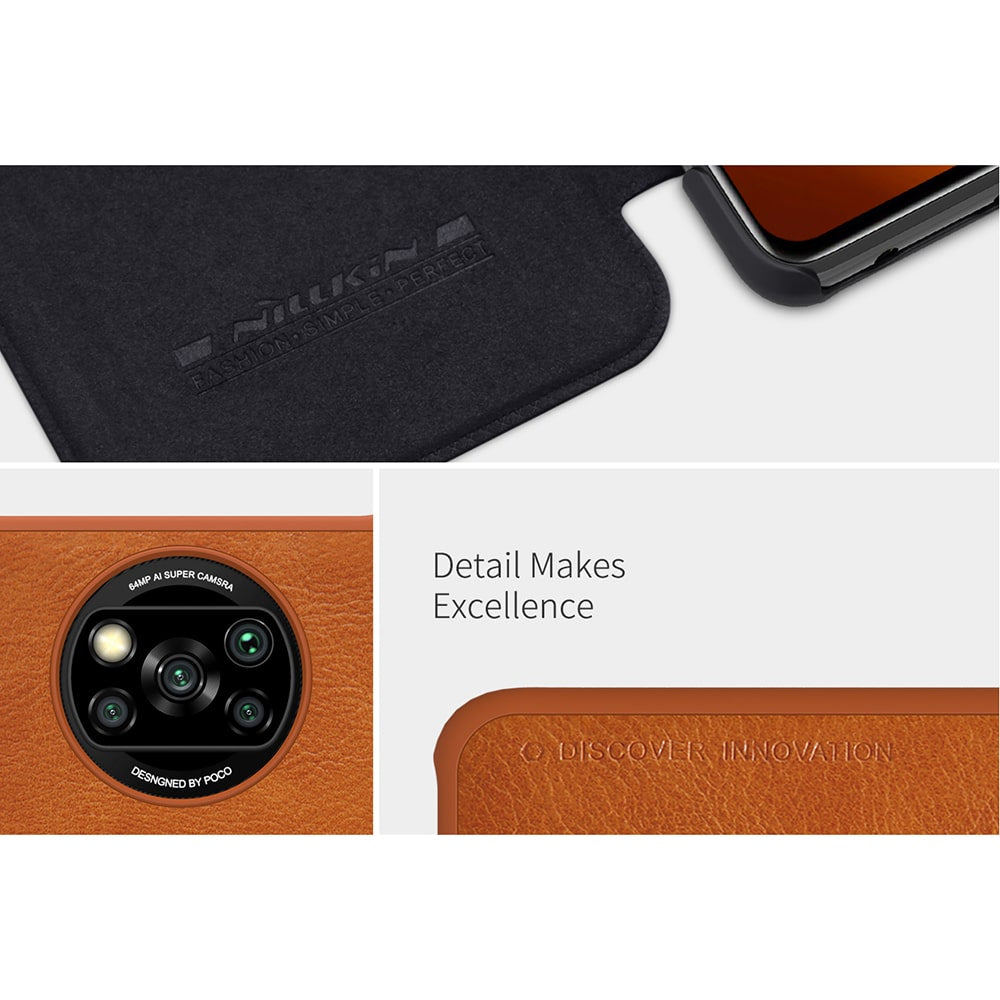 Nillkin - Qin Leather Case - Xiaomi Poco X3 / Poco X3 NFC / Poco X3 Pro - černá