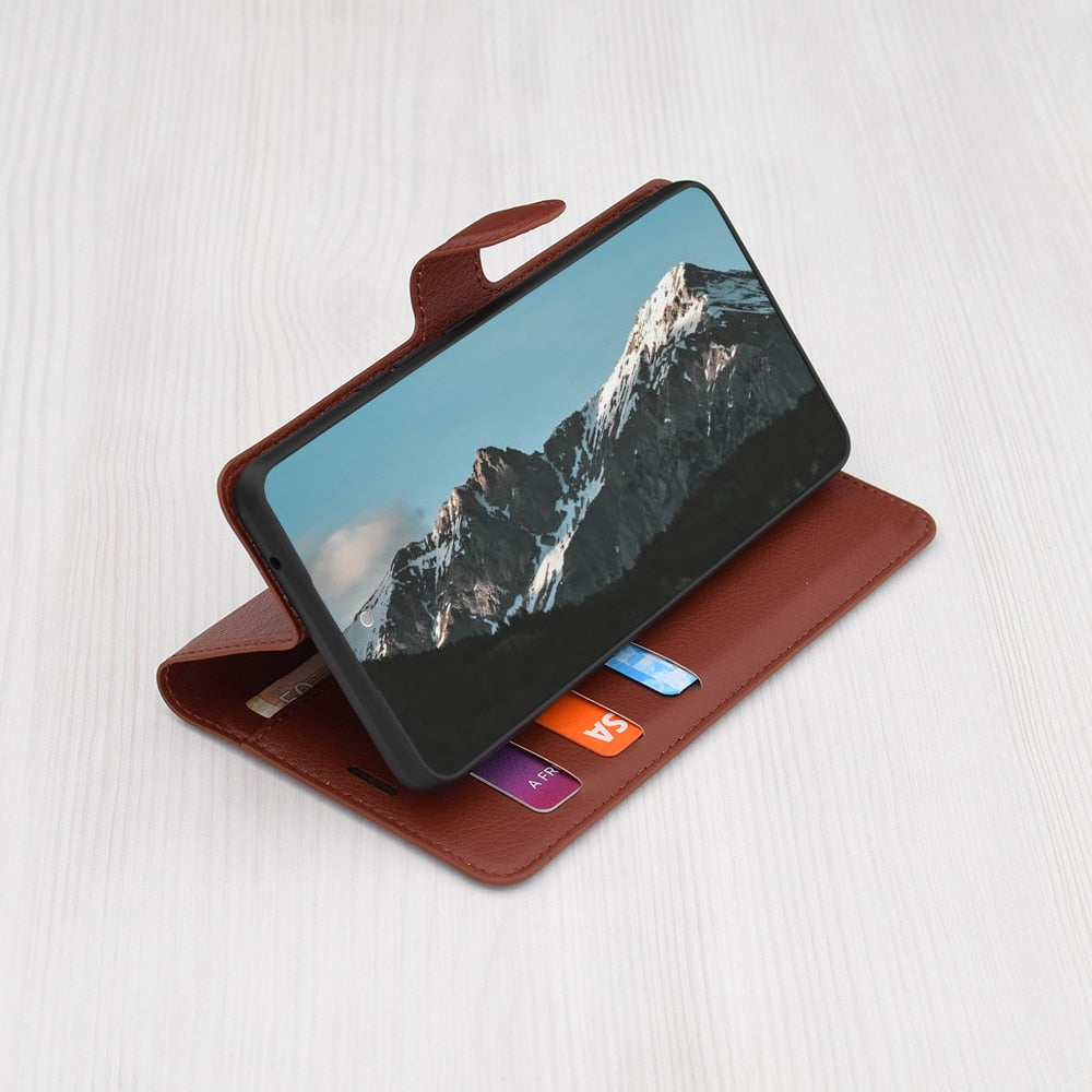 Techsuit Leather Folio flipové pouzdro pro Motorola Edge 50 Pro – hnědé