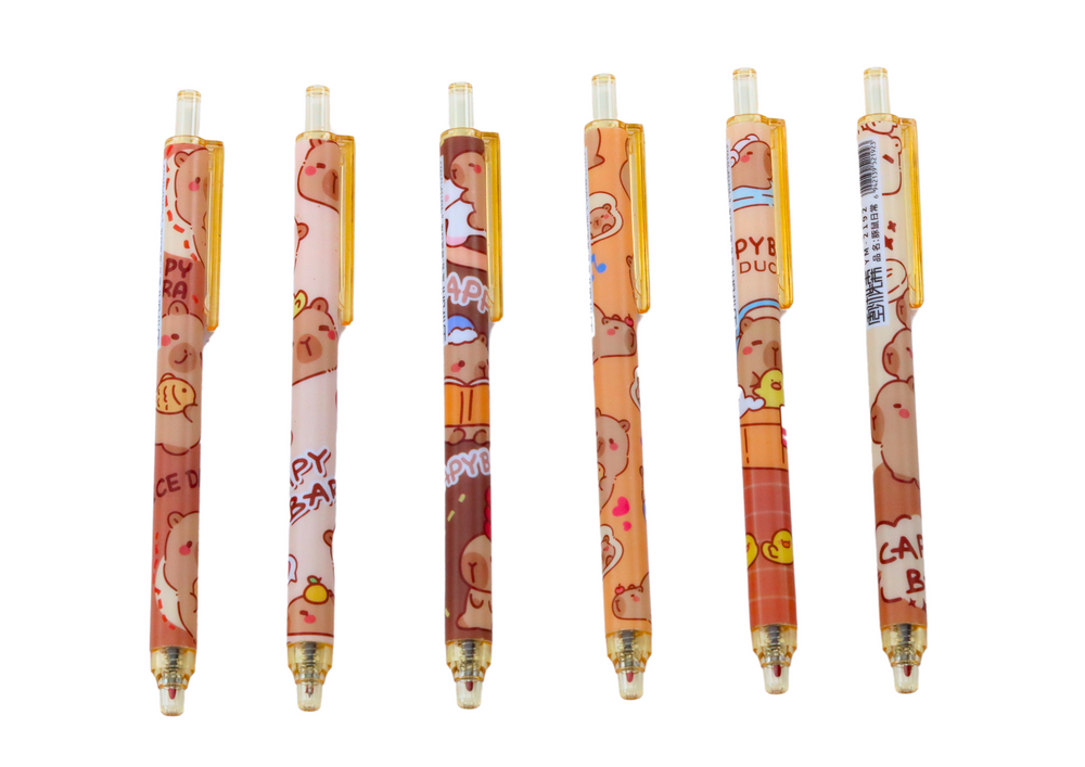 Capybara Pen Set 6 Pieces Blue Ink