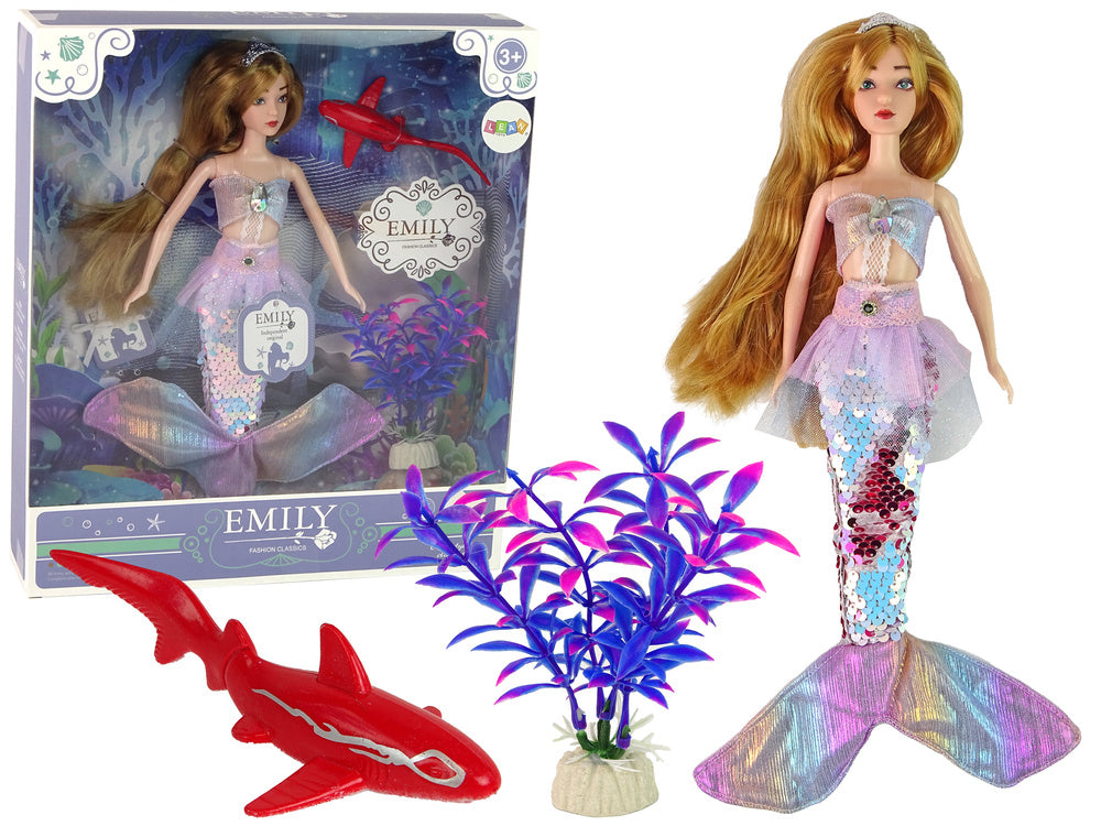 Lutka za igru Emily u obliku sirene sa crvenom ribom - 30 cm