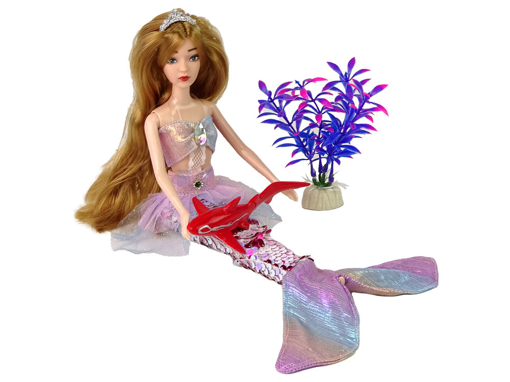 Lutka za igru Emily u obliku sirene sa crvenom ribom - 30 cm