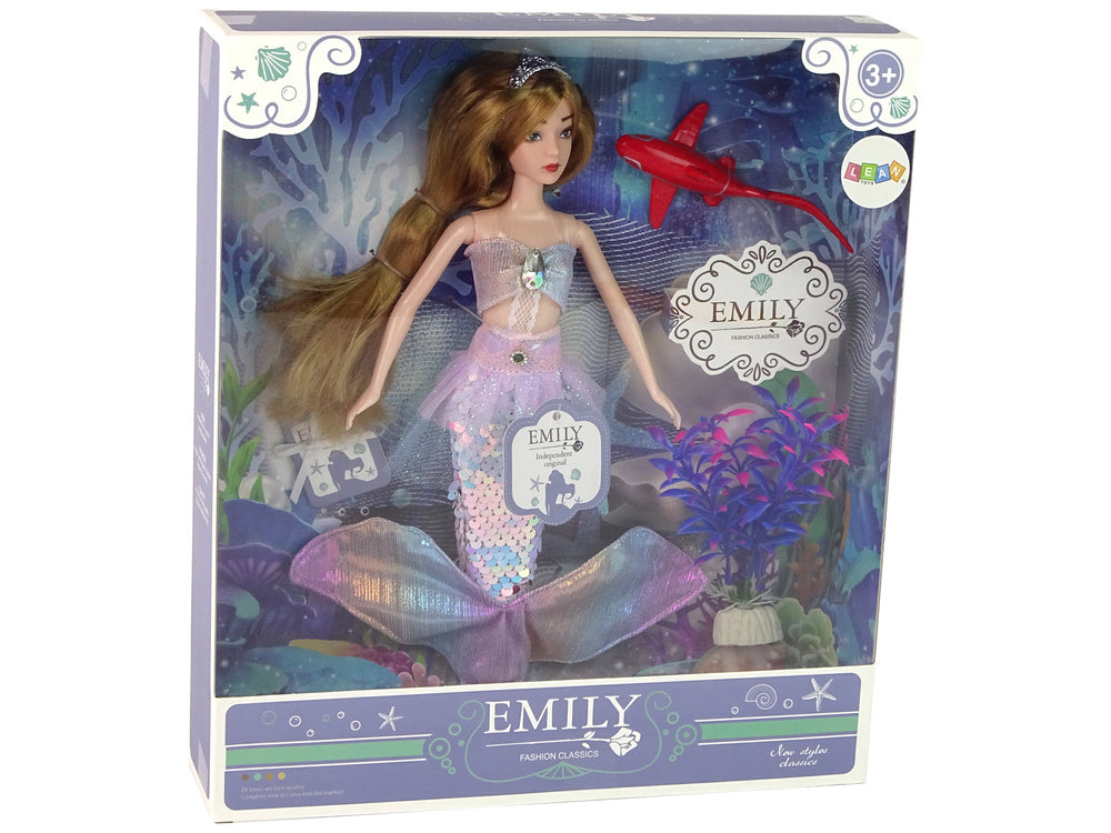 Lutka za igru Emily u obliku sirene sa crvenom ribom - 30 cm