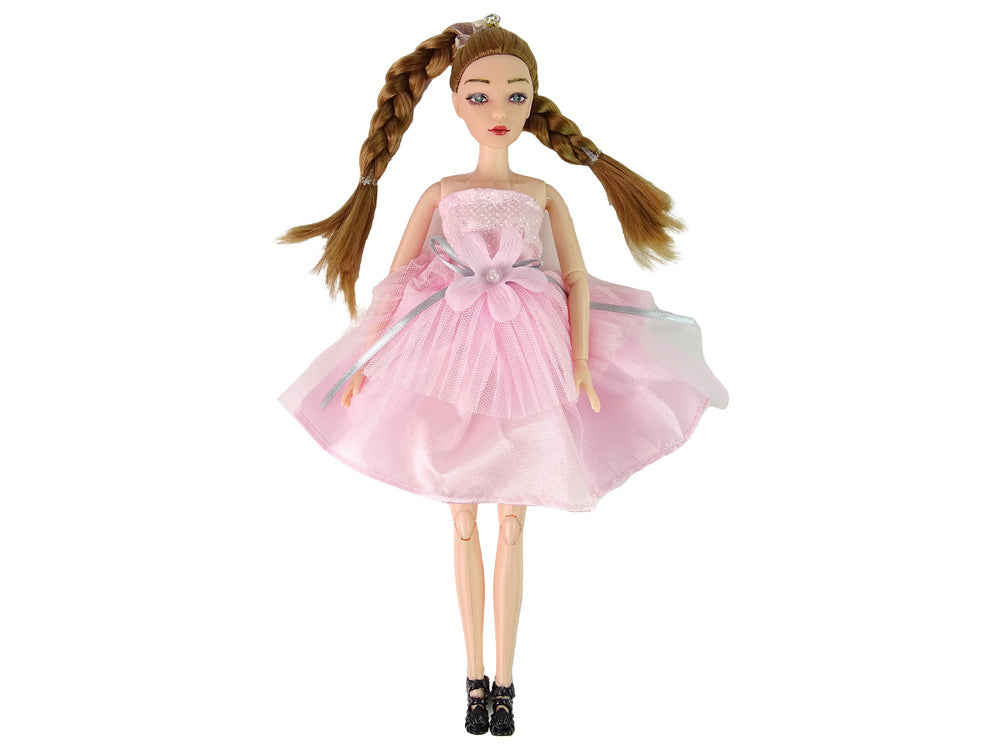 Lutka za igru Emily sa bež mačkom i pletenicama - 30 cm
