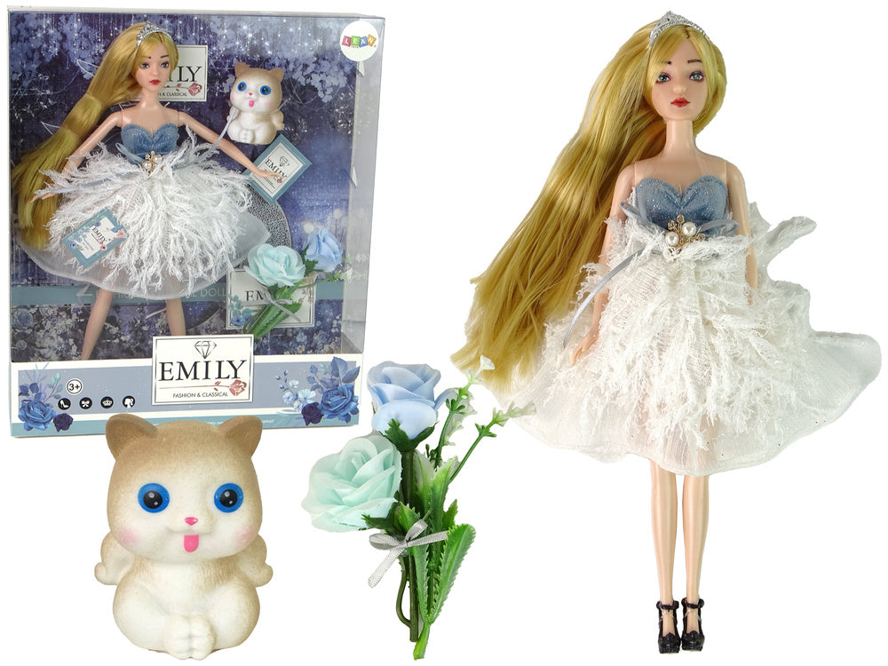 Lutka za igru Emily sa bež mačkom - 30 cm