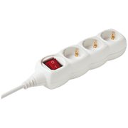 home Produžni kabel, 3 utičnice, prekidač, 1.5mm², 5 met, bijeli - NV 3K-5/WH/1,5