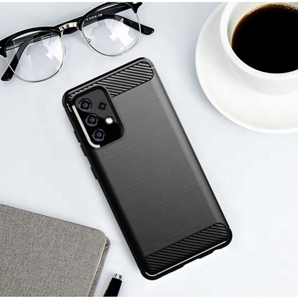 Techsuit - Karbonový silikonový kryt pro Samsung Galaxy A52 4G / A52 5G / A52s 5G - černý