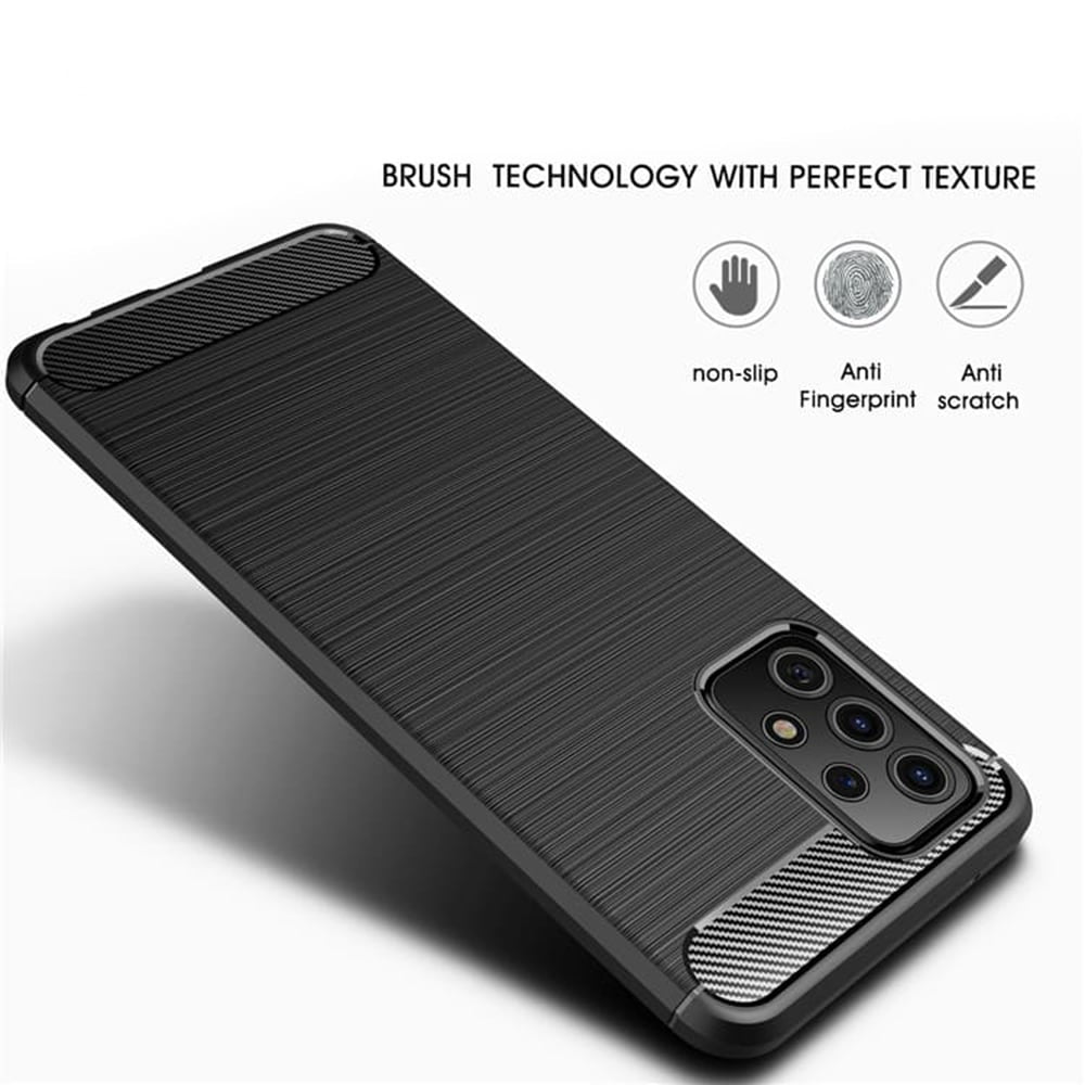 Techsuit - Karbonový silikonový kryt pro Samsung Galaxy A52 4G / A52 5G / A52s 5G - černý
