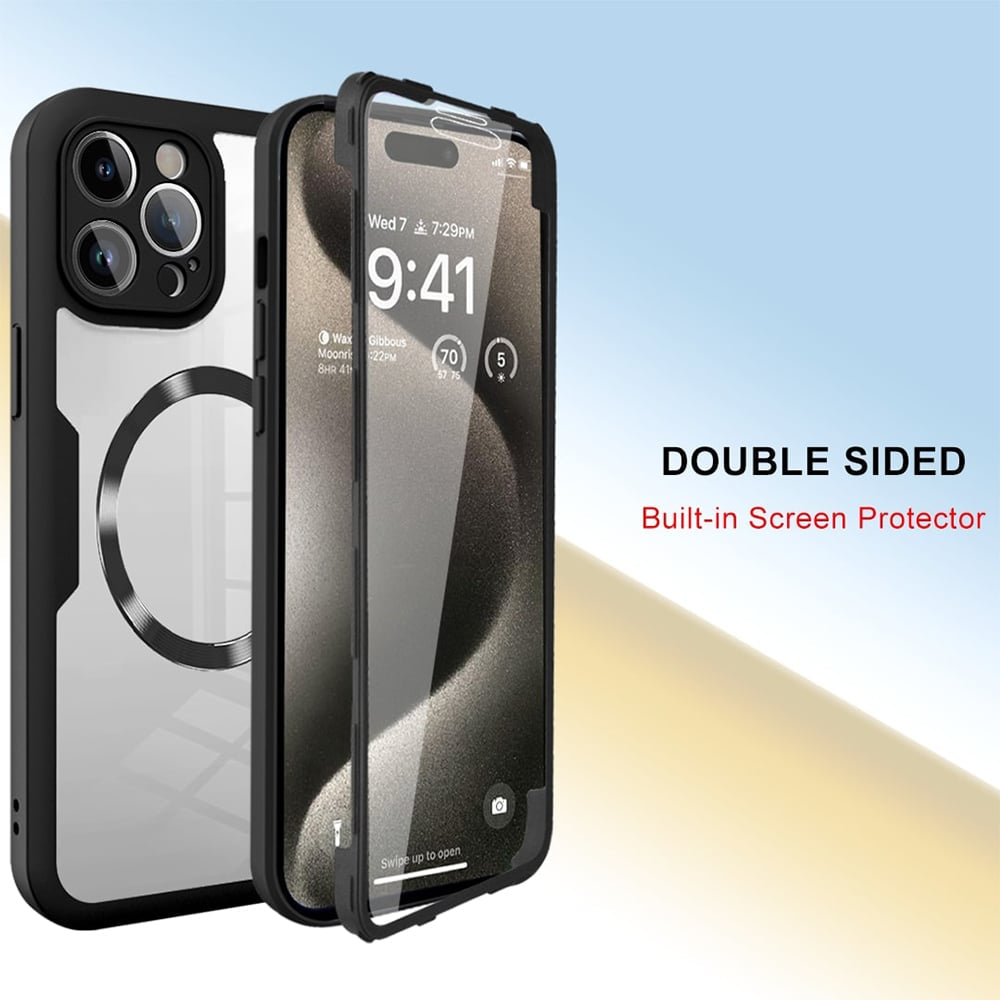 Techsuit – ColorVerse 360 MagSafe série oboustranného ochranného pouzdra pro iPhone 12 Pro – černá