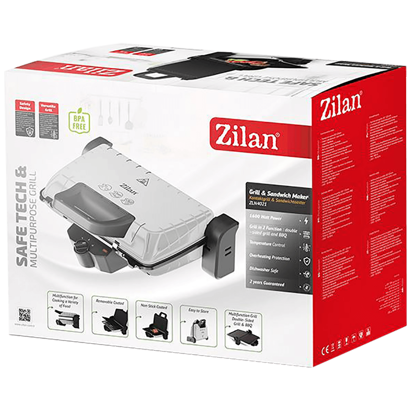 Zilan Kontaktní gril 2v1, 1600W, černý - ZLN4021 BK