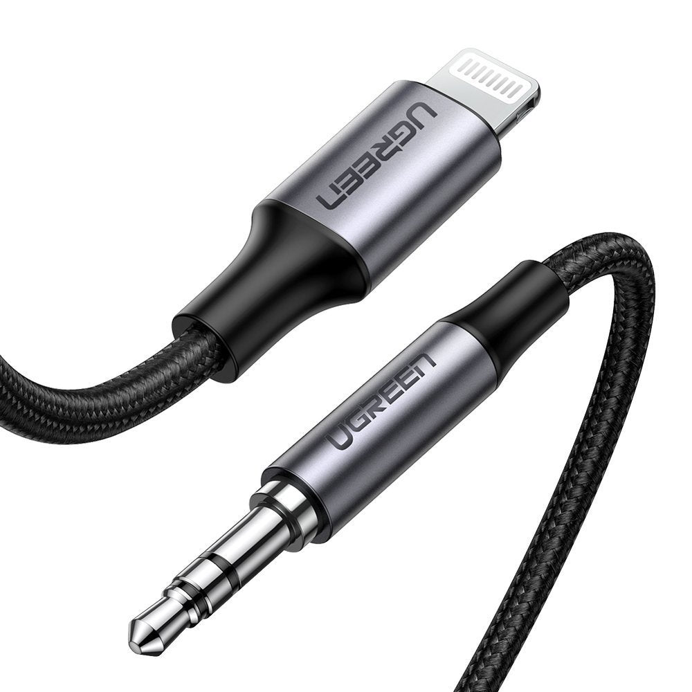 Ugreen - Audio kabel s hliníkovým opletem (70509) - Lightning na Jack 3,5 mm, MFi certifikace, 1 m - černý