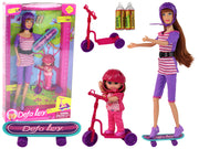 Lucy Doll Set Purple Scooter Skateboard Helmets