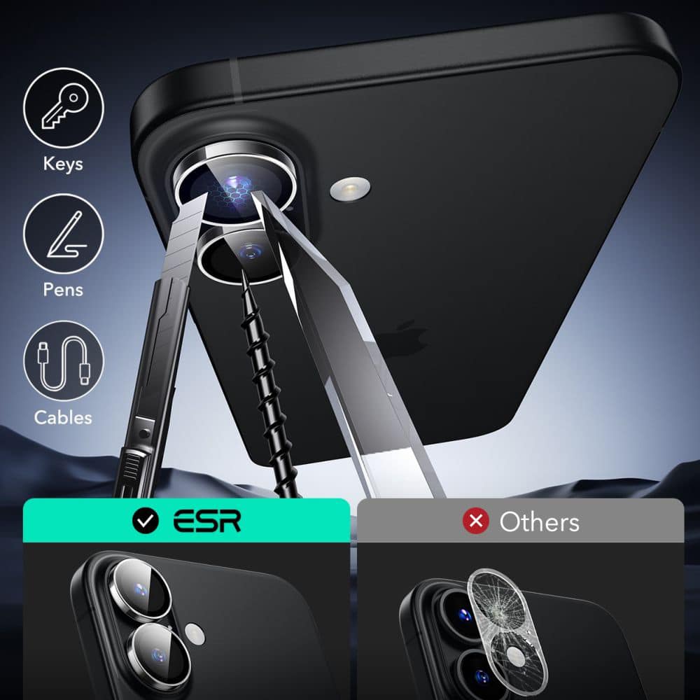ESR – Armorite chrániče objektivu fotoaparátu pro iPhone 16 / iPhone 16 Plus – průhledné