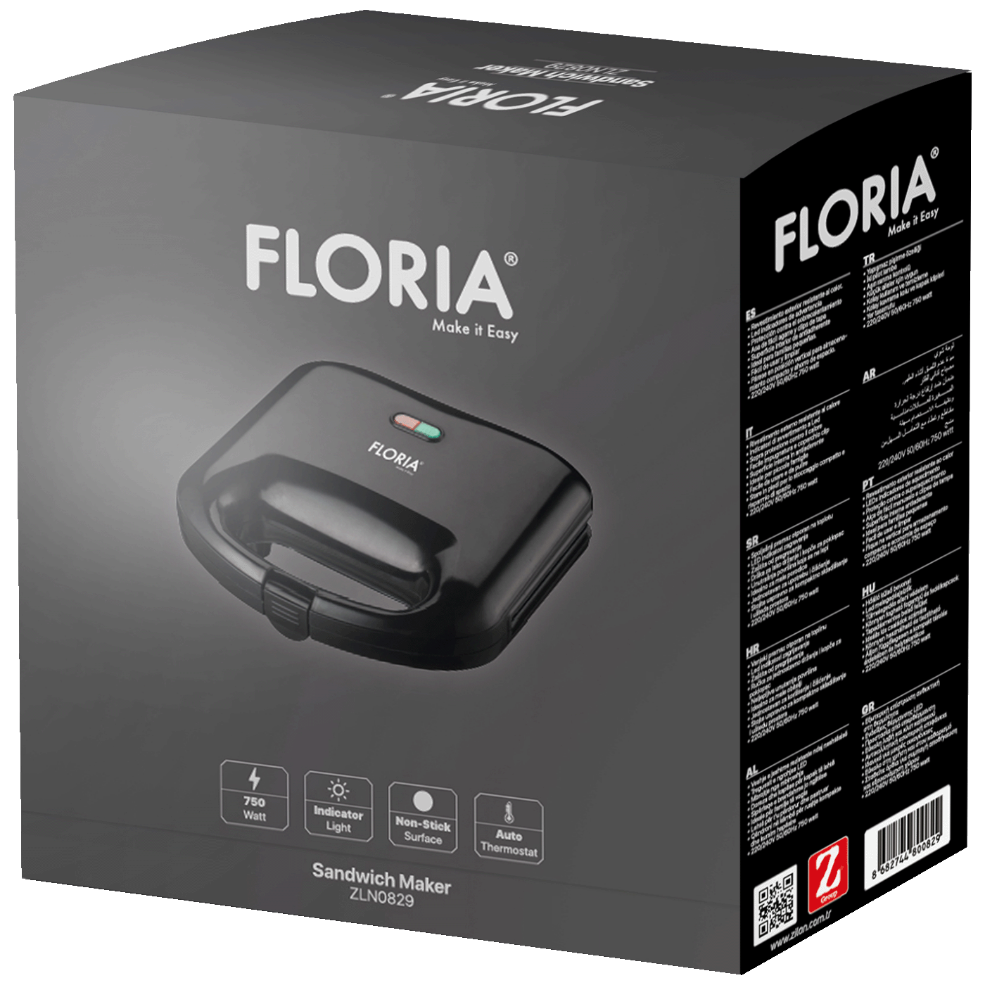 Floria Sendvič Toster, LED indikator, 750 W - ZLN4304