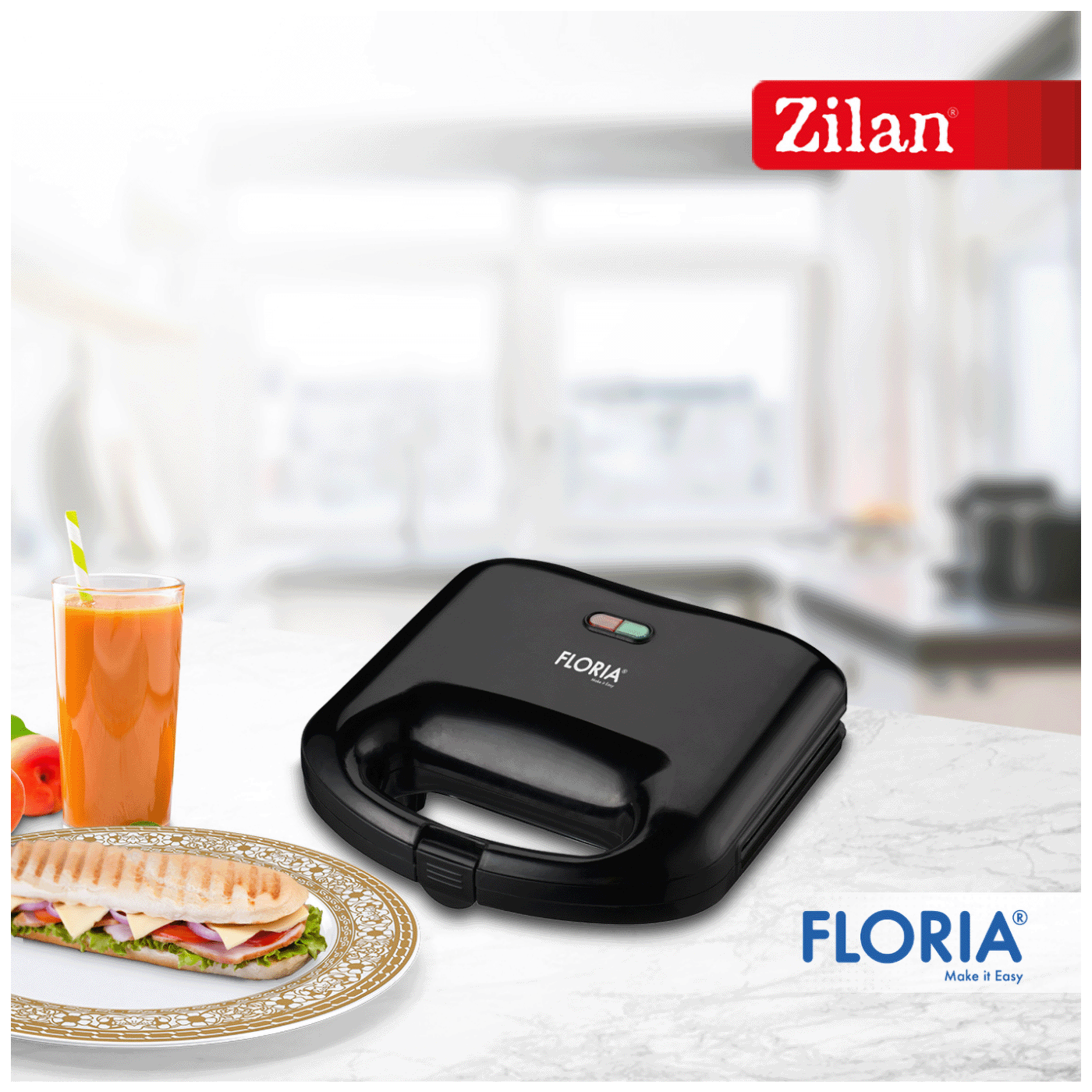 Floria Sendvič Toster, LED indikator, 750 W - ZLN0829