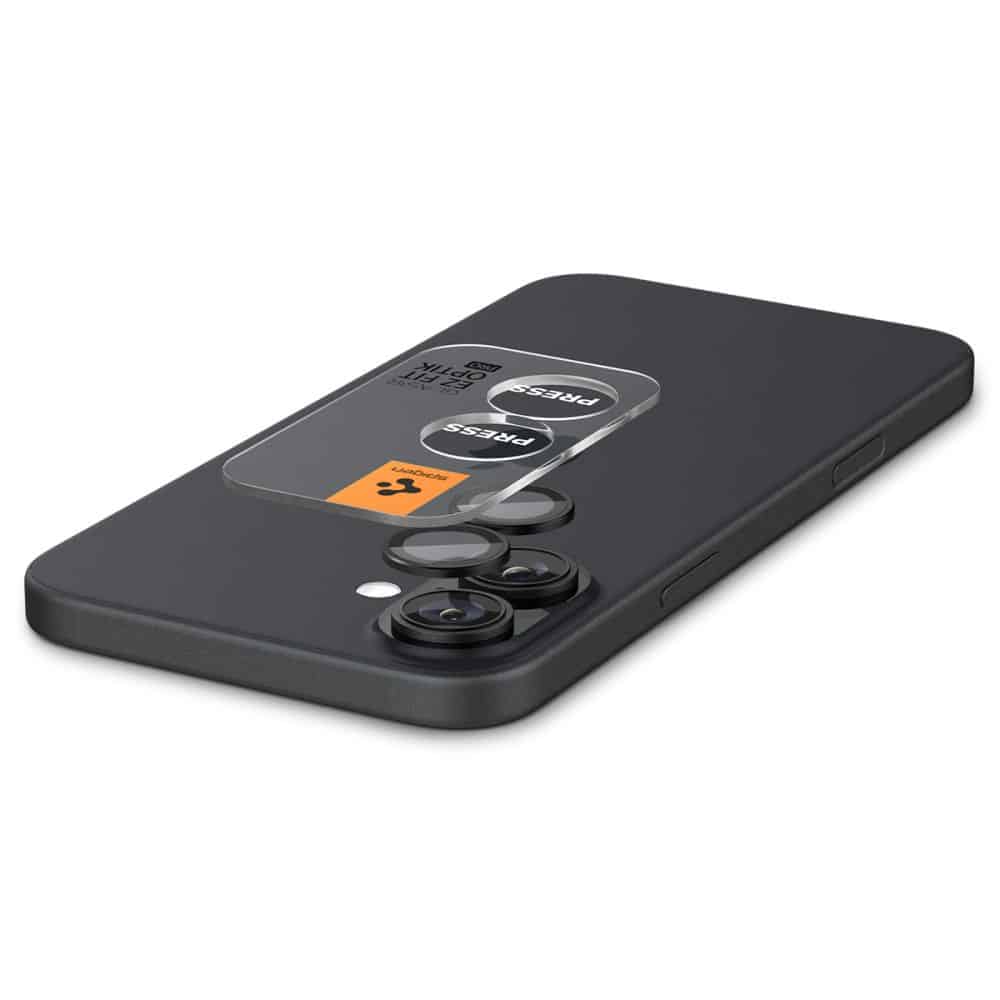 Spigen Glass tR EZ Fit Optik Pro sklo pro fotoaparát 2 ks AGL07921 pro iPhone 16 / 16 Plus - černé