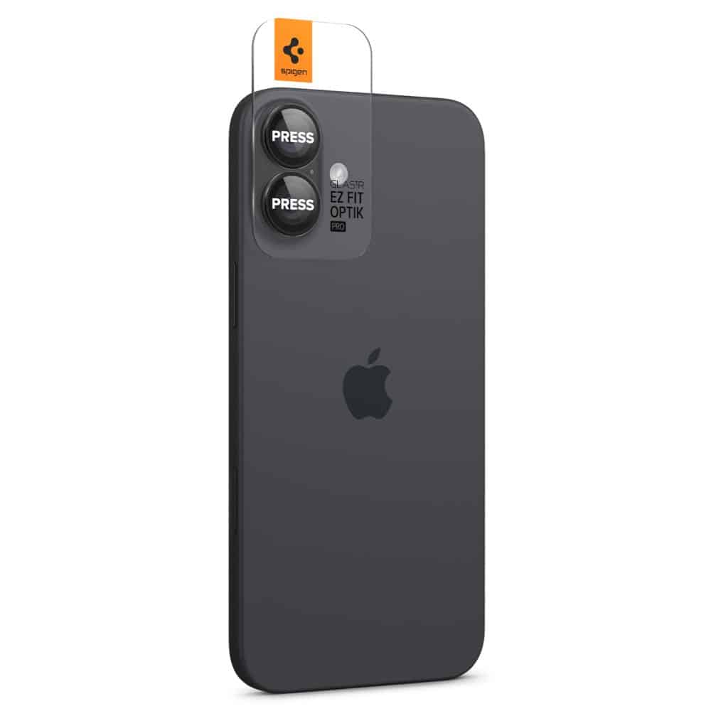 Spigen Glass tR EZ Fit Optik Pro sklo pro fotoaparát 2 ks AGL07921 pro iPhone 16 / 16 Plus - černé
