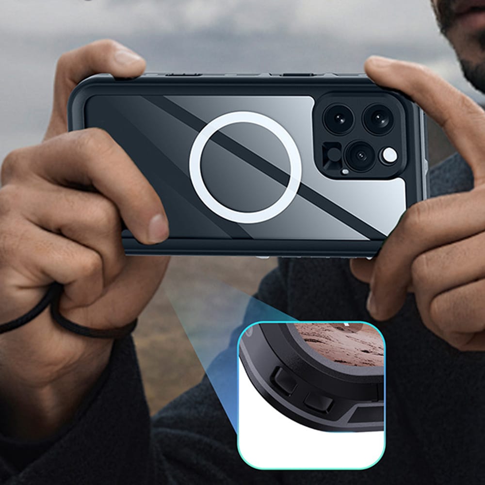 ShellBox – Vodotěsný IP68 360° MagSafe kryt pro iPhone 16 Pro Max – Černý