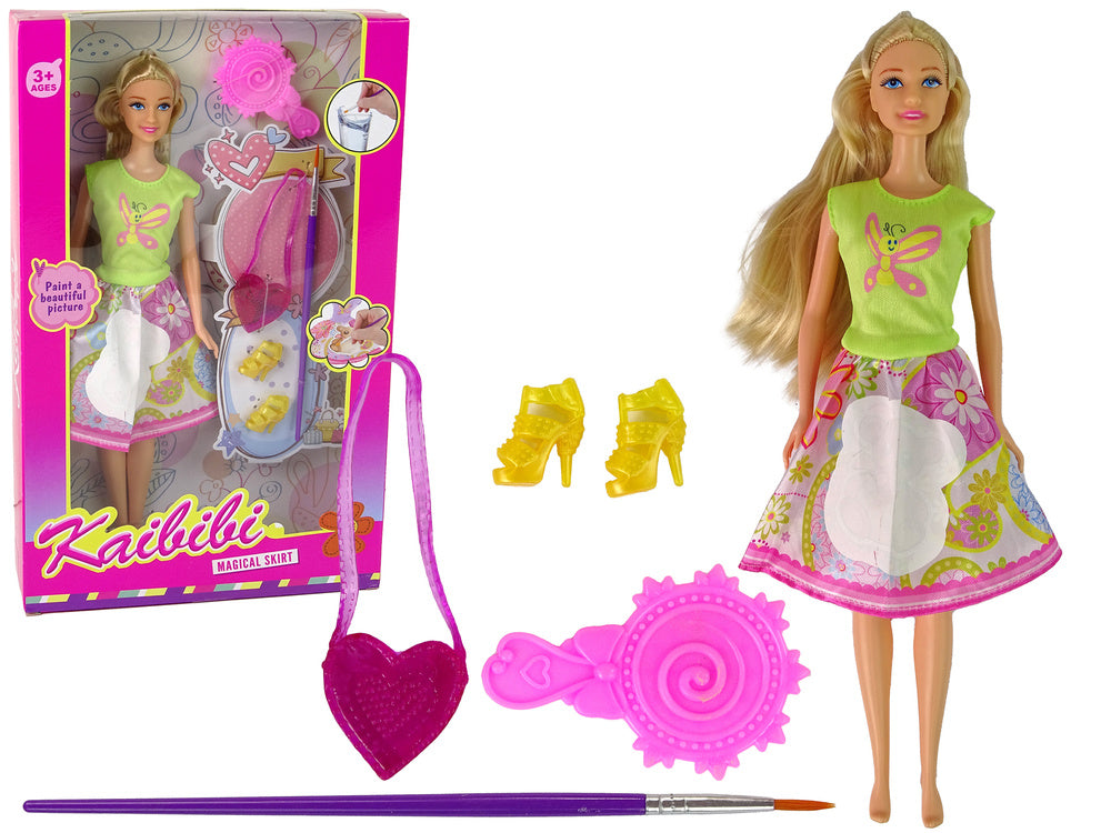 Lutka za igru u haljini za bojanje Painting Dress - 29 cm -zelena