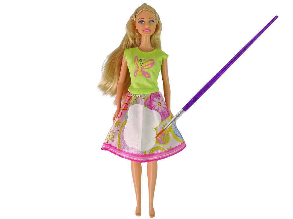 Lutka za igru u haljini za bojanje Painting Dress - 29 cm -zelena